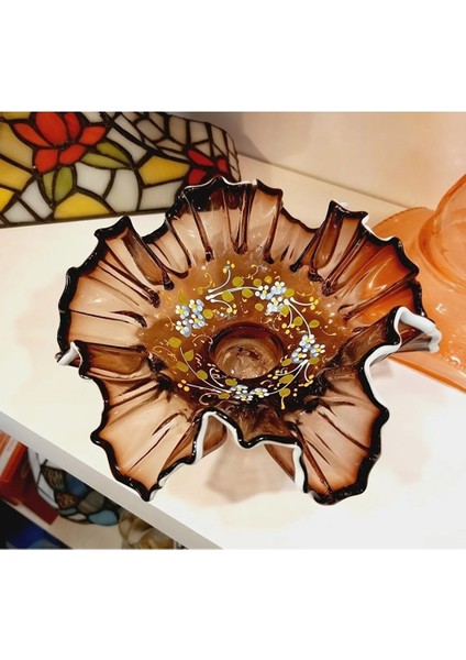 Vintage Lokumluk Şekerlik Sunum Tabak Marul Cam Tealight Mumluk 1 Adet
