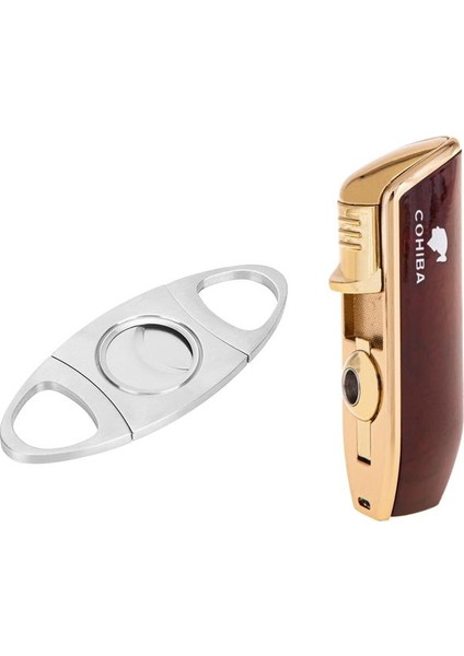 Bordo Üç Torch Pürmüz Çakmak ve Metal Kesici Set