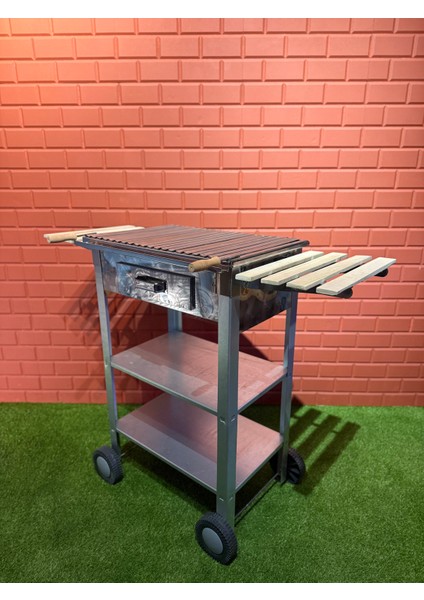 60X40 Ahşap Kanatlı Çift Tezgah Tekerlekli 2mm Oluklu Izgara modelleri