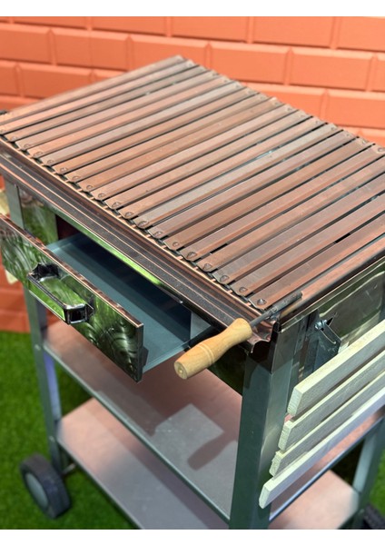 60X40 Ahşap Kanatlı Çift Tezgah Tekerlekli 2mm Oluklu Izgara fırsatları