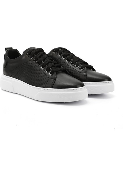 Erkek Siyah Bağcıklı Hakiki Deri Sneaker fiyatları
