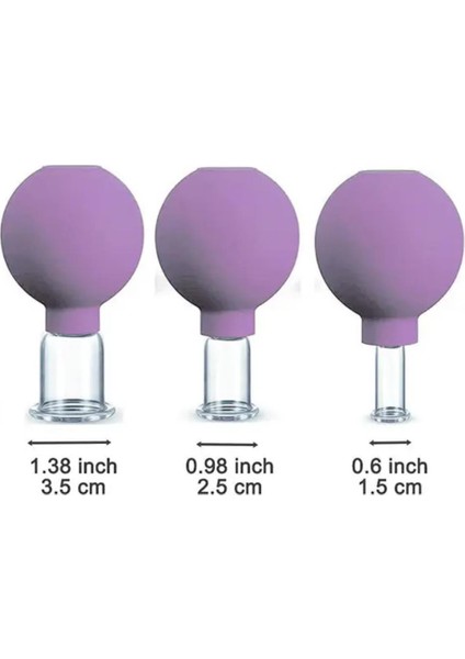 Silikon Vakumlu Cam Yüz Masaj Kupası 3'lü Set Koyu Mor fiyatları