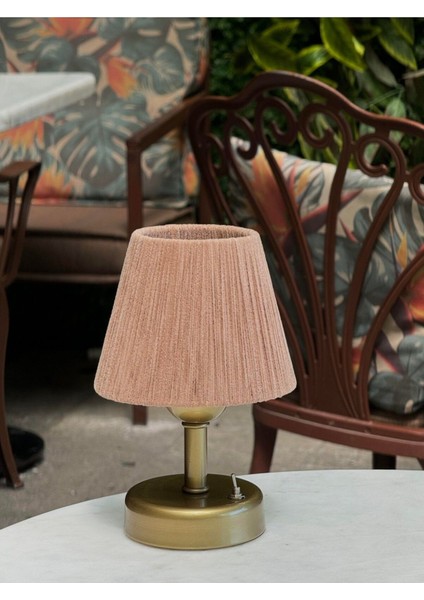Açık Kahverengi Kadife Kablosuz Masa Lambası Eskitme Gold Ayaklı Abajur Aydınlatma modelleri