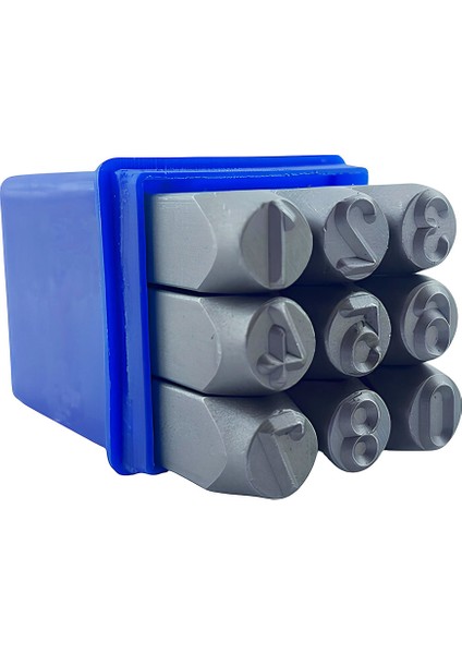 Çelik 10 mm Numaratör 9 Parça Harf Rakam Uç Seti Damgalama Takımı Metal Kazıma 3/8
