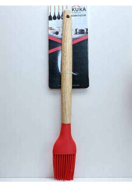 Bambu Saplı Yumurta Fırçası Kırmızı Renk 27 cm