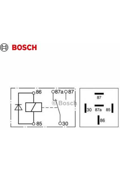 12V Röle 5 Uçlu 20/30A (Çift Platin) (87A) (Diotlu)