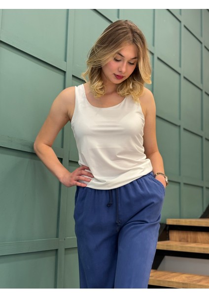 Kadın Beli Lastlkli Tensel Kumaş Spor Rahat Bol Paça Pantolon modelleri