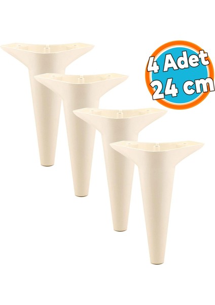 Mobilya Kanepe Sehpa Tv Ünitesi Koltuk Ayağı 24 cm Krem Baza Ayak 4 Adet