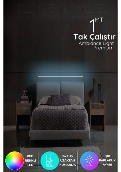 Rgb LED Abajur Aplik Gece Lambası Lambader Renkli Uzaktan Kumandalı Işık - Ledtube5