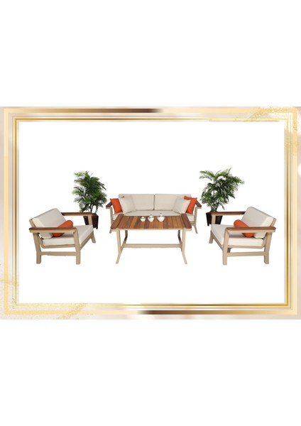 Adde Alüminyum Oturma Grubu Bahçe Balkon Koltuk Takımı Krem 3+1+1+Masa