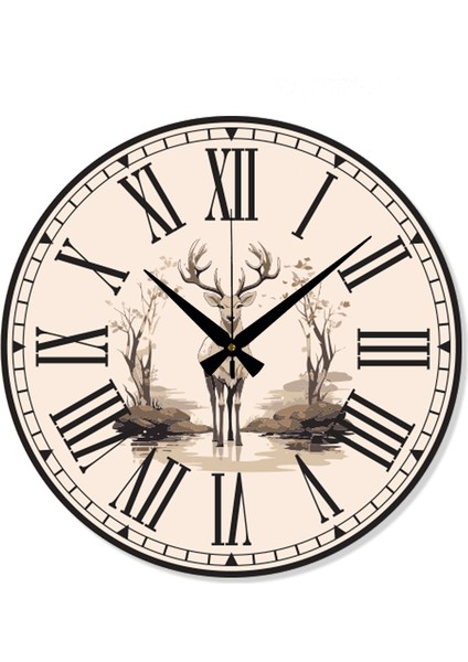 Çiçek Desenli Dekoratif Türkçe Rakamlı Uv Baskılı Duvar Saati (Sessiz) Akar Mekanizma Metal Akrep modelleri
