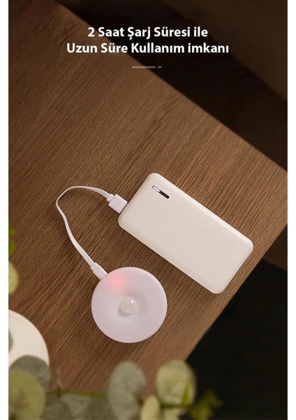 Hareket Sensörlü Hafif USB Şarjlı Spot LED Lamba Mıknatıslı ve Yapışkanlı Beyaz Renk LED 1 Adet