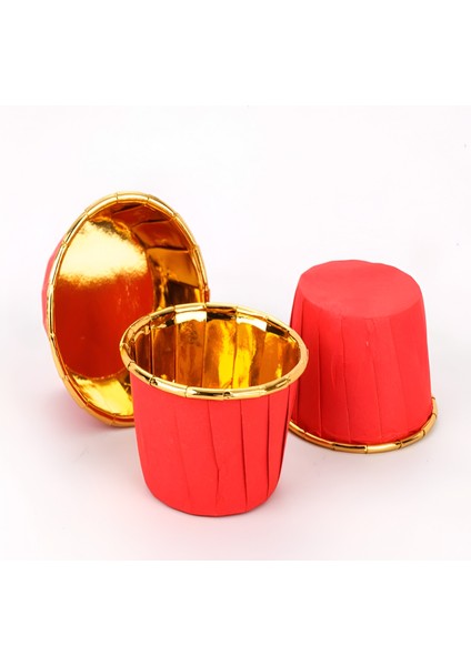 Muffin Kek Kalıbı 25 Adet Cupcake Kağıdı Kırmızı Golden fiyatları