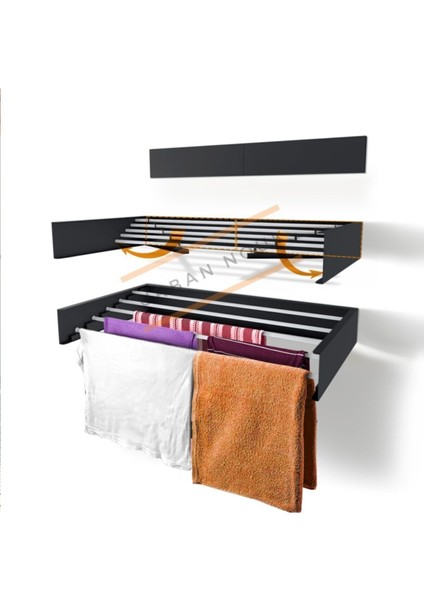 Luxedry Duvara Monte Estetik ve Pratik Dayanıklı Metal Malzemeli Çamaşırlık - (ANTRASİT-70CM)