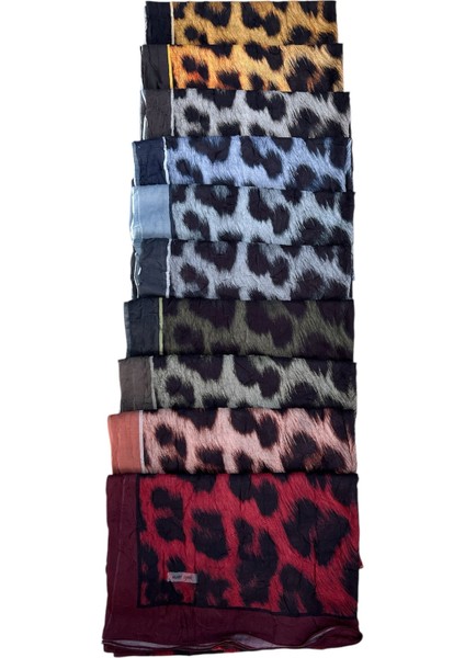 Leopar Desen Bambu Kraş Şal Haki Renk