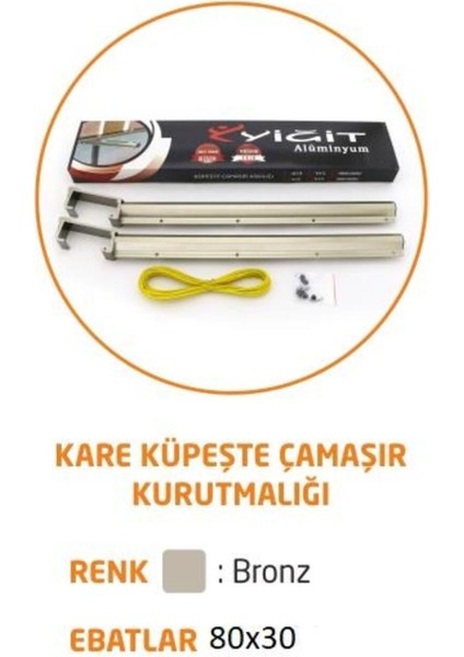 Kare Küpeşte Alüminyum Balkon Çamaşır Kurutmalık 80X30 mm