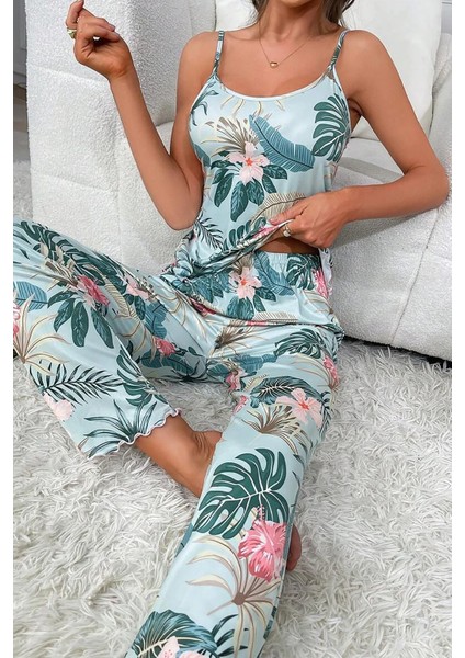 Kadın Askılı Pijama Takımı Flower