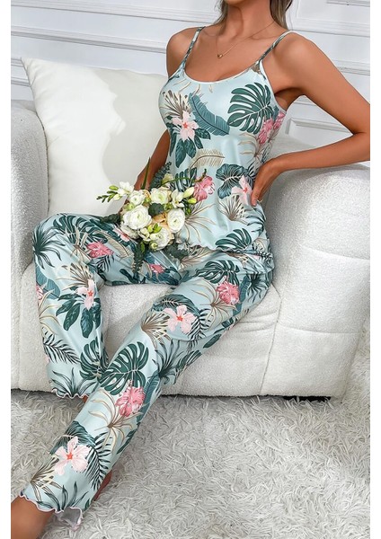 Kadın Askılı Pijama Takımı Flower