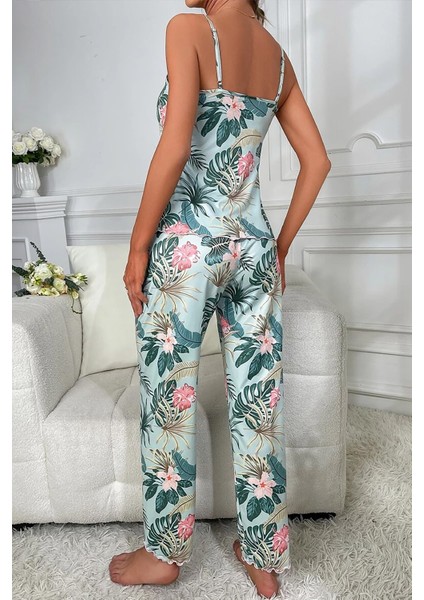 Kadın Askılı Pijama Takımı Flower