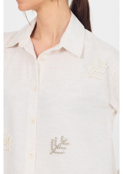 Natural Yaprak Desenli Incili Gömlek 4660A fırsatları