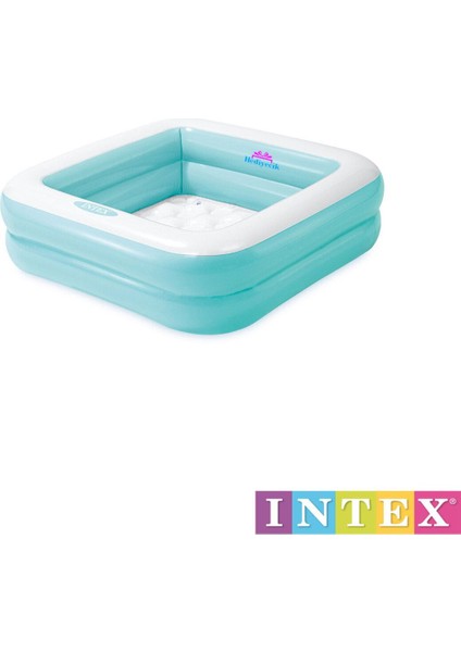 Intex şişme yumuşak taban kare bebek oyun havuzu set mavi 1-3 yaş 86x86x25 cm
