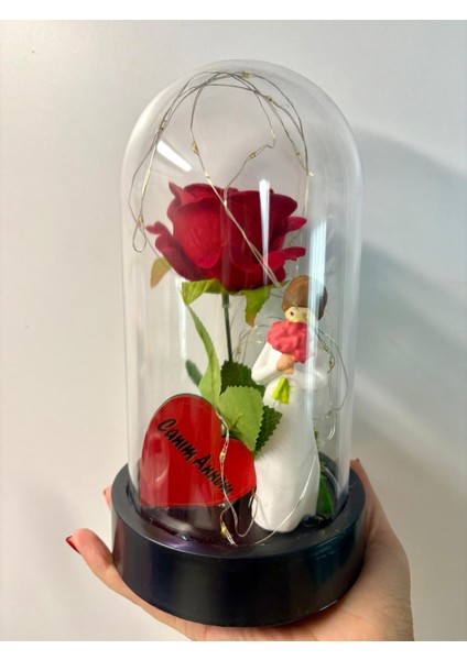 Anneler Günü Özel Ledli Fanusta Kırmızı Gül Konsept Hediye fırsatları