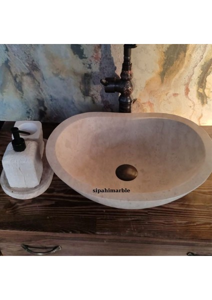 Klasik Traverten Tezgah Üstü Kayık Lavabo fiyatları