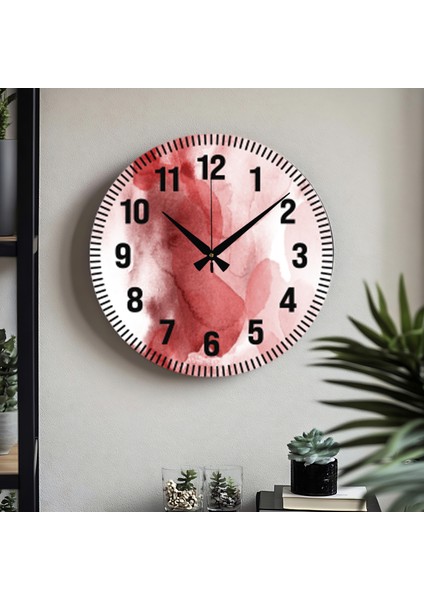 Çiçek Desenli Dekoratif Türkçe Rakamlı Uv Baskılı Duvar Saati (Sessiz) Akar Mekanizma Metal Akrep