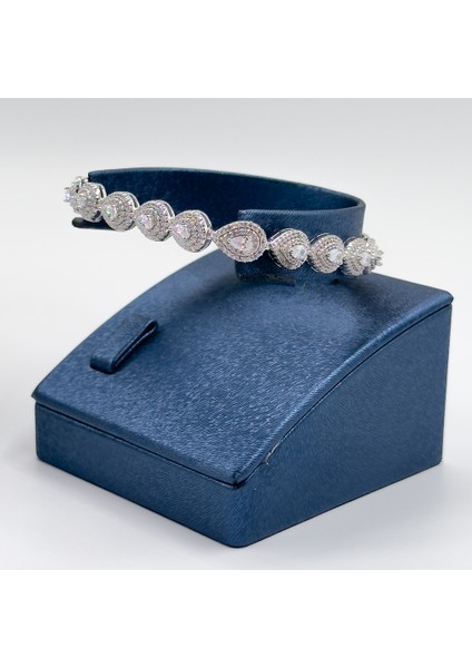 Su Yolu Damla Taşlı Gümüş Bileklik