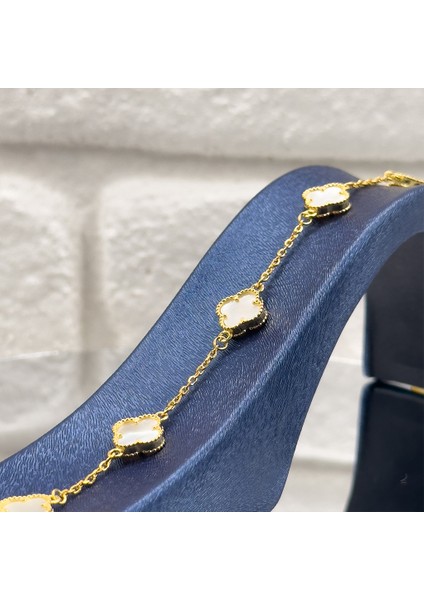 Gold Renk Sedef Van Cleef Gümüş Bileklik modelleri