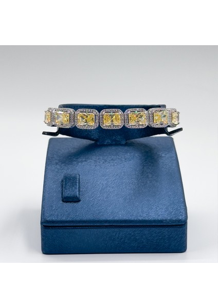 Baget Sitrin Taşlı Gümüş Bileklik