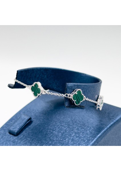 Malachite Taşlı Van Cleef Gümüş Bileklik