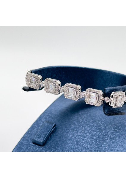 Pırlanta Montür Baget Gümüş Bileklik