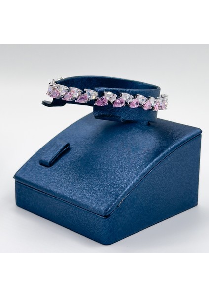 Pırlanta Montür Pembe Kuvars Gümüş Bileklik fiyatları