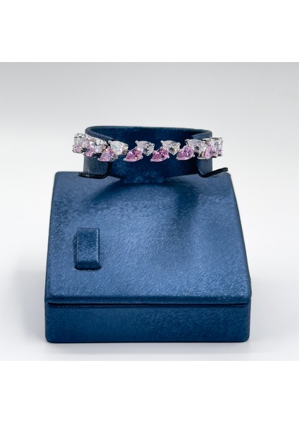 Pırlanta Montür Pembe Kuvars Gümüş Bileklik fırsatları