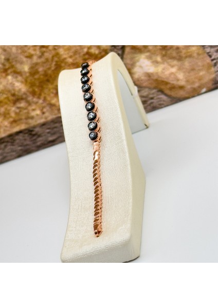 Rosegold Elmas Montür Su Yolu Gümüş Bileklik
