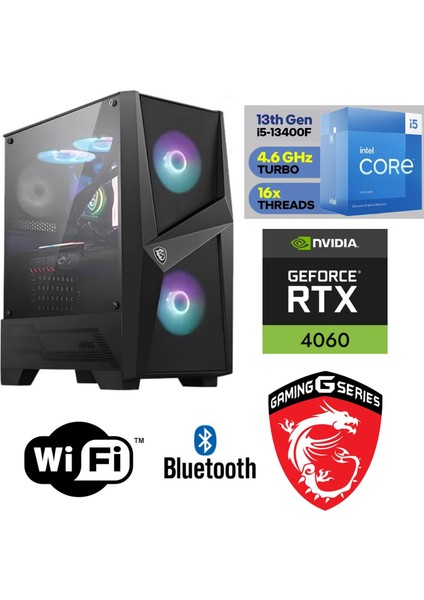 Gaming Pc Ddr4 – Rtx 4060 8gb – Intel I5 13400F – 16GB Ddr4 Ram – 1 Tb M.2 SSD – Windows 11 Pro