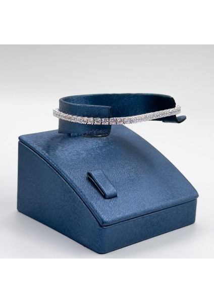 Pırlanta Montür Su Yolu Gümüş Bileklik - 3mm