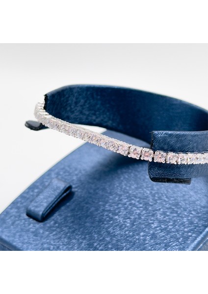 Pırlanta Montür Su Yolu Gümüş Bileklik - 3mm fırsatları