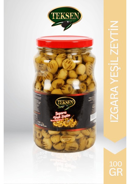 TEKSEN Izgara Yeşil Zeytin Cam Kavanoz-1000G