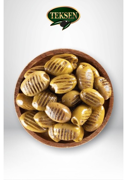 TEKSEN Izgara Yeşil Zeytin Cam Kavanoz-1000G