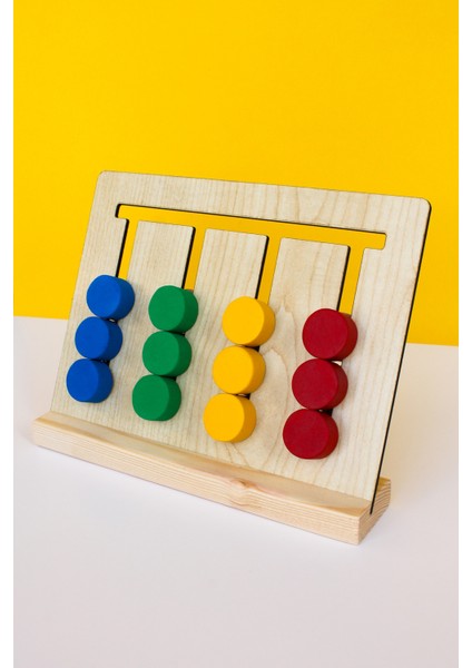 Ahşap Renkli Pullarla Kartlı Sıralama Oyunu -Eğitici Montessori Oyuncağı - Ahşap Oyuncak fiyatları