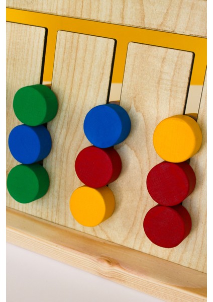 Ahşap Renkli Pullarla Kartlı Sıralama Oyunu -Eğitici Montessori Oyuncağı - Ahşap Oyuncak modelleri