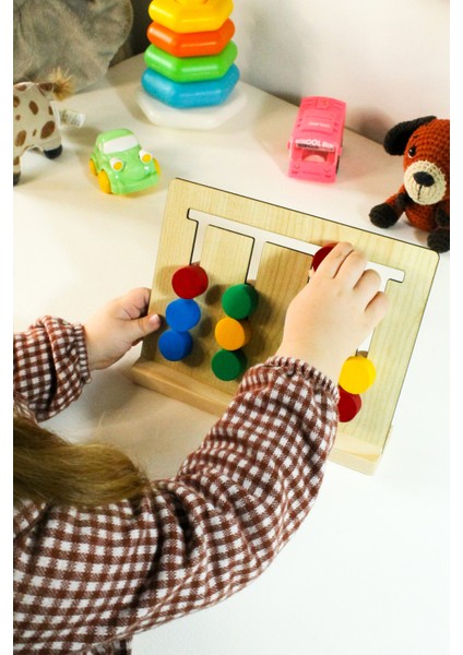 Ahşap Renkli Pullarla Kartlı Sıralama Oyunu -Eğitici Montessori Oyuncağı - Ahşap Oyuncak fırsatları