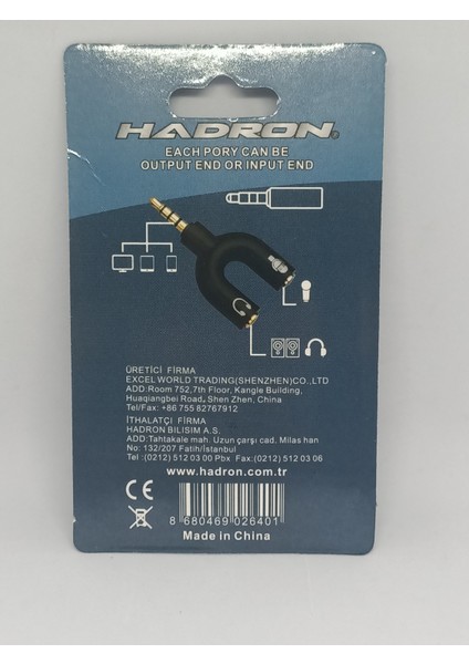 Mikrofon Kulaklık Ayırıcı Adaptör Siyah