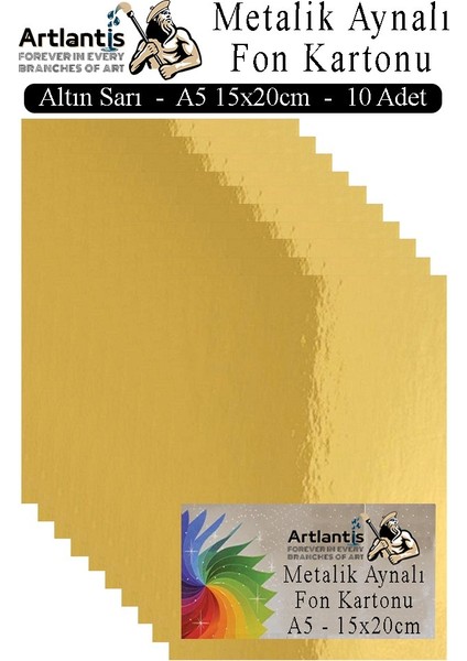 Metalik Aynalı Fon Kartonu 10 Lu A5 15X20 cm 1 Paket Okul Sınıf Dekoratif Pırıltılı Folyo Kağıt Dekoratif Anasınıfı Kreş