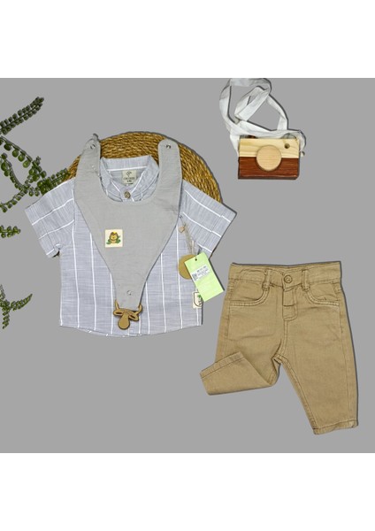 Emzik Tutuculu Önlük Gömlek Pantolon 3'lü Takım fiyatları