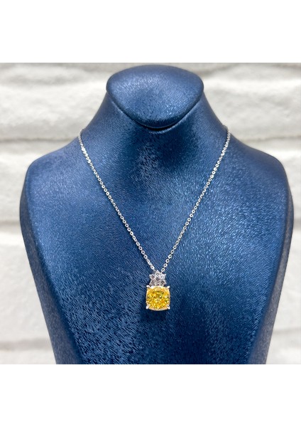 Sitrin Taşlı Lotus Başlık Gümüş Kolye