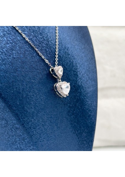Ikili Kalp Tasarım Gümüş Kolye fiyatları