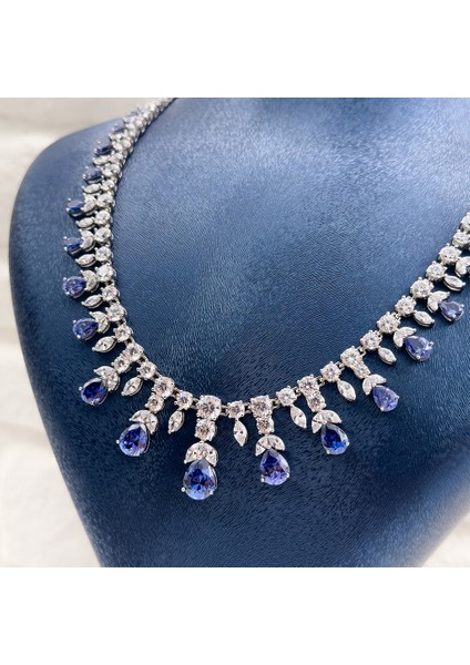 Pırlanta Montür Tanzanit Taşlı Gümüş Gerdanlık fırsatları